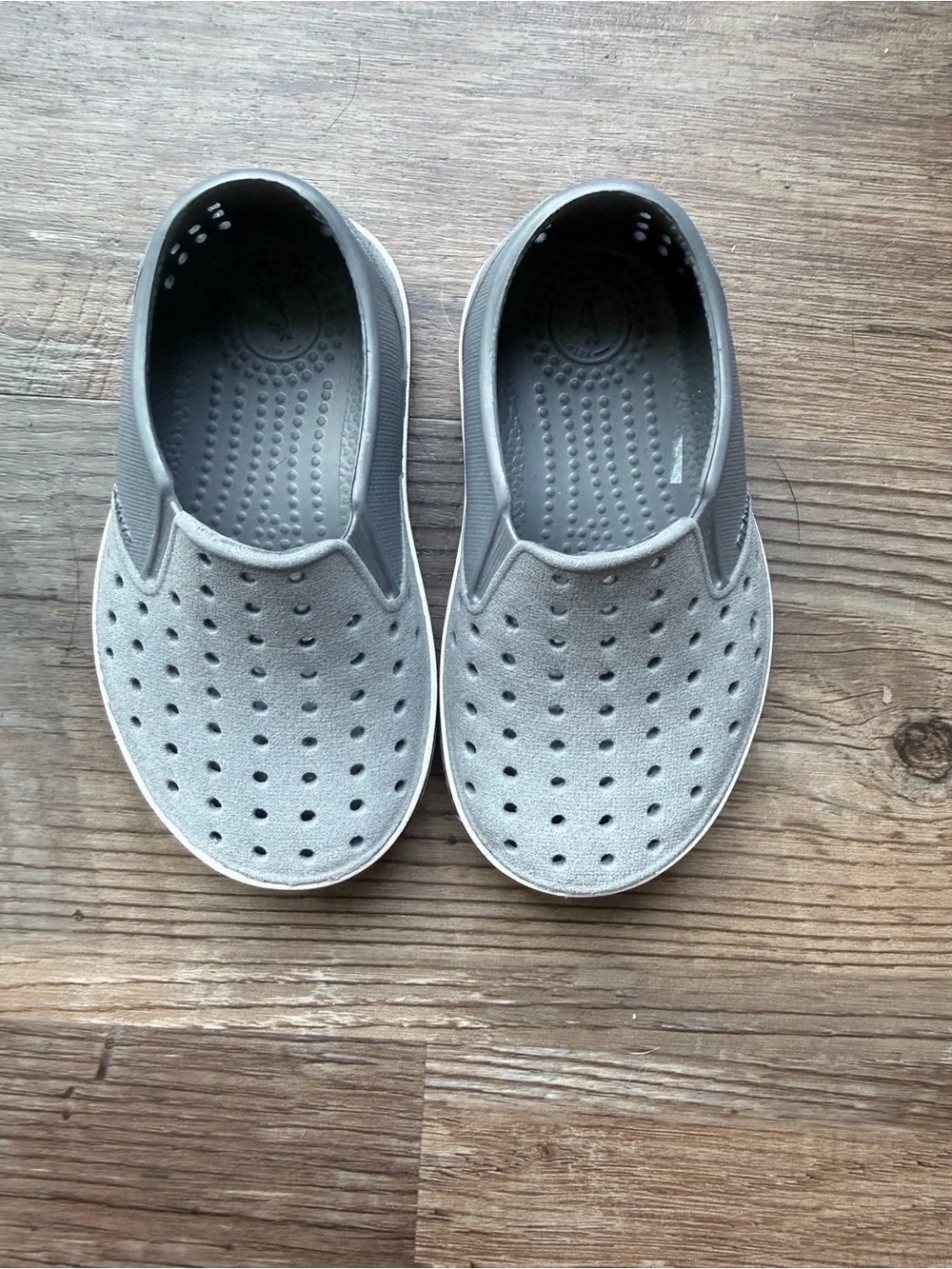 Native Kids Light Gray Perforated Slip-On Water Shoes